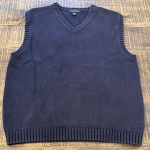 Lands' End Men's V-Neck Sweater Vest - Dark Blue